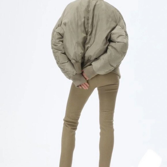 H&M Khaki Green Sage 100% Genuine Leather Leggings Pants Sz US 6 Eu 38 RRP $329 - Picture 3 of 13